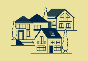 三个不同的高档住宅的极简主义草图.